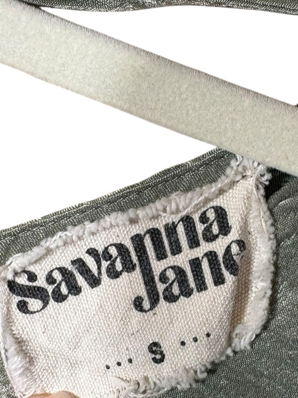 SAVANNA JANE | Womens Sage V-Neck Peplum Babydoll Blouse S Boho Shimmer Tie Back - Picture 8 of 11